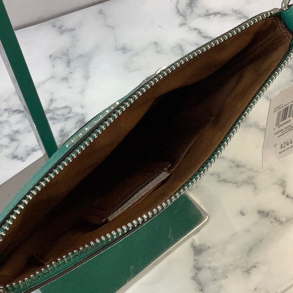 NWT Coach Mini File Bag Cross grain Leather Crossbody - Bright Green - Picture 5 of 5